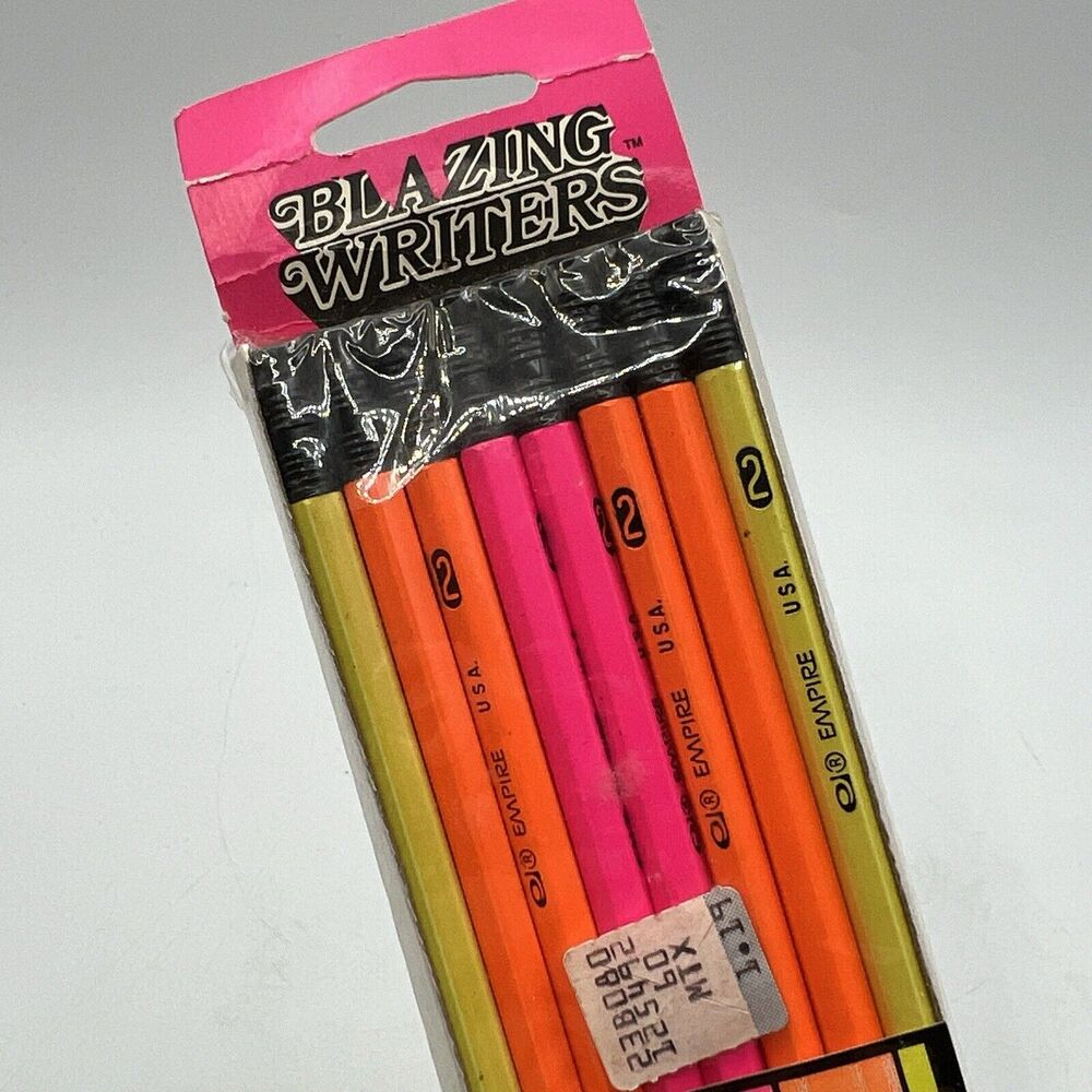 8 Vtg Empire Berol Blazing Writers No 2 Lead Pencils Neon Colors 80s 90s NOS